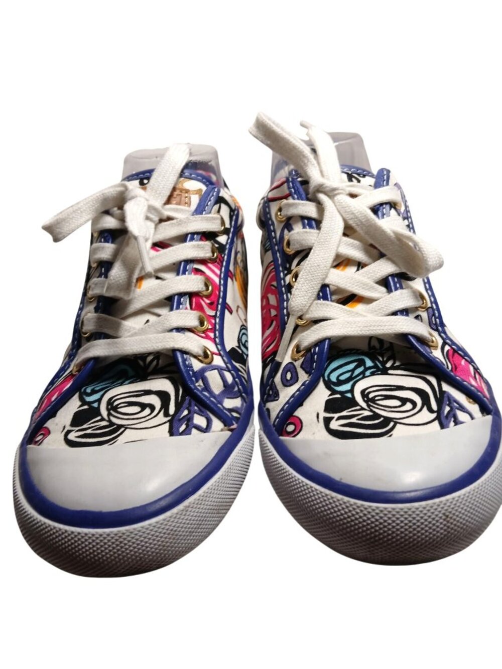 Coach Womens Poppy Graffiti Canvas Sneakers Size 8 Floral Casual Shoes Retro - Picture 4 of 15
